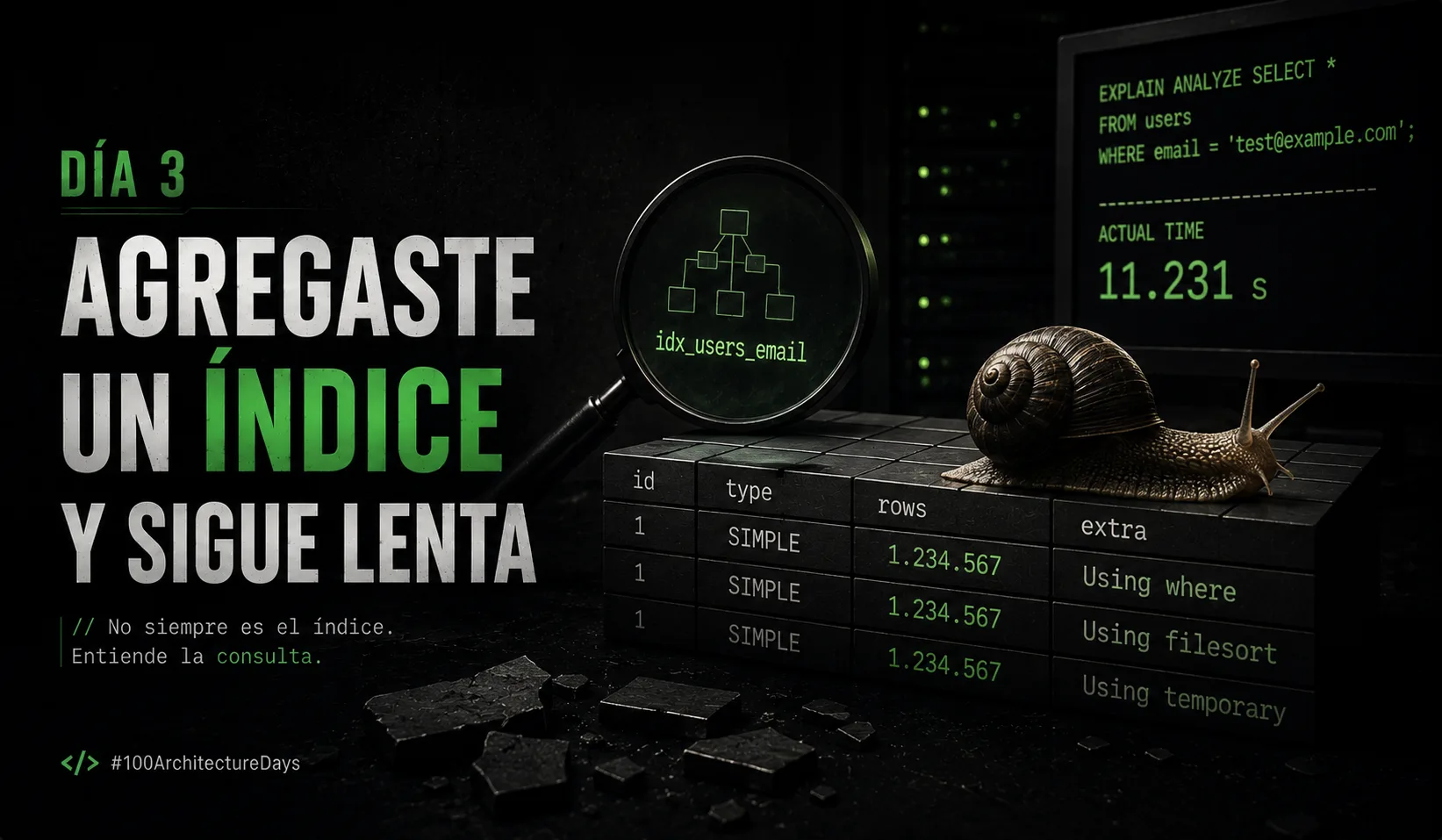 Día 3: Agregaste un índice y la consulta sigue lenta. El problema no era el índice.