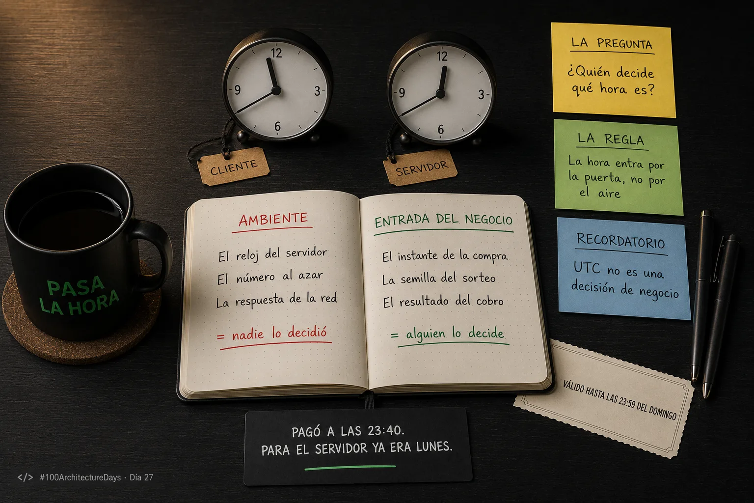 Día 27: El reloj es una entrada del dominio, no del ambiente